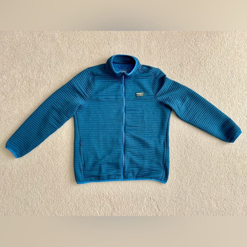 L.L. Bean Women's Airlight Knit Full-Zip Large Light Ocean Heather Blue Jacket - Picture 2 of 6